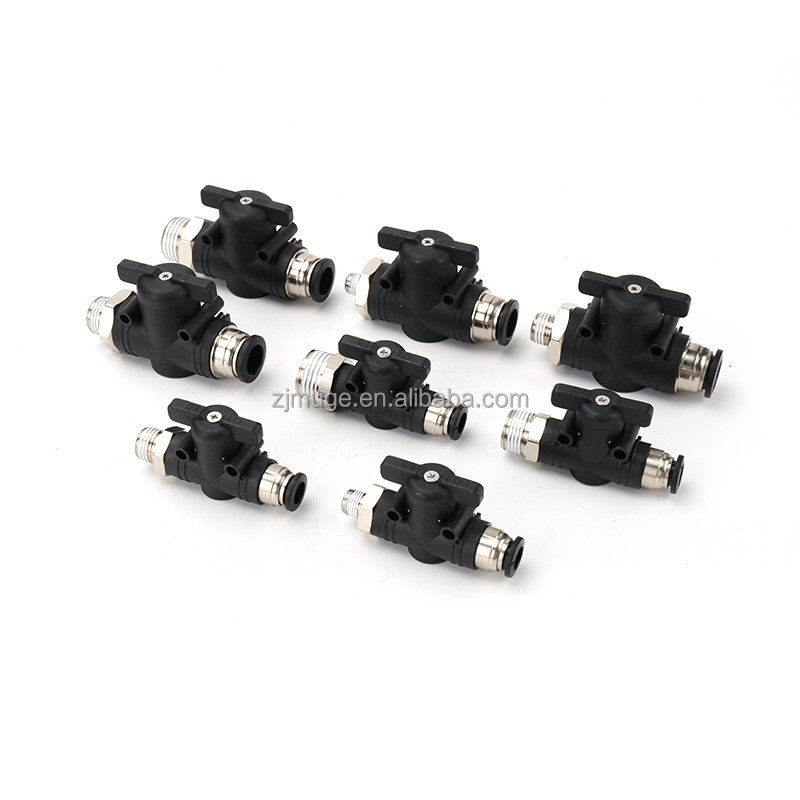 BUC BC White Pneumatic Thread Mutual Hand Control Switch Valve Thread One Touch Push in Fitting Quick Joint Connector Ball Valve